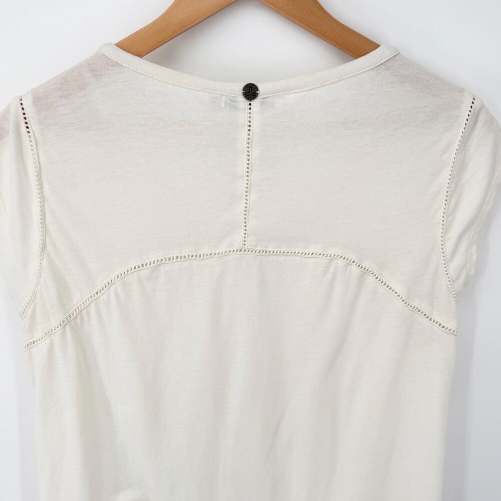 prAna Cream Organic Cotton Cap Sleeve Top Women’s Small Boho Casual Ivory - Picture 6 of 11